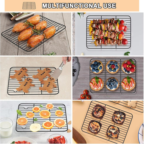 P&P CHEF Baking Rack Set of 2, Non-stick Mini Cooling Racks for Cooking Grilling, 2 Pack 8.6” x 6.2” Roasting Drying Rack for Small Toaster Oven U...
