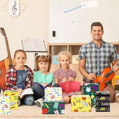 Whaline 12 Sheet Back to School Wrapping Paper Bulk Pencil Apple ABC Book Prints Gift Wrap Paper 19.7 x 27.6 Inch Folded Flat Art Paper for First ...