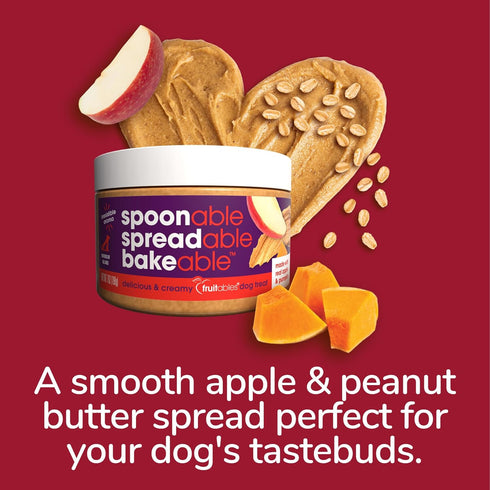 Fruitables Spreads – Spreadable Dog Treat – Bakeable Dog Treat – Real Apple & Pumpkin – Human-Grade 100% Natural Ingredients – Great for All Dogs ...