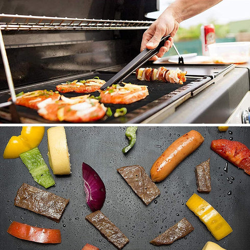 Grill Mats for Outdoor Grill Set of 7 Black Grilling Mats Grill Tools BBQ Accessories Non-Stick Heavy Duty Teflon Grill Sheets for Charcoal Grill ...