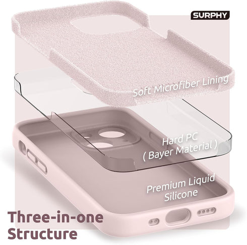 SURPHY Compatible with iPhone 13 Mini Case with Screen Protector, (Camera Protection + Soft Microfiber Lining) Liquid Silicone Phone Case 5.4 inch...