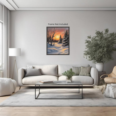 Posterizer 1 pcs-beautiful scenary of snowy winter in oil painting style-2-Landscape & Nature Art-GIft for Men Women Teens-Dining Room Decor- unfr...