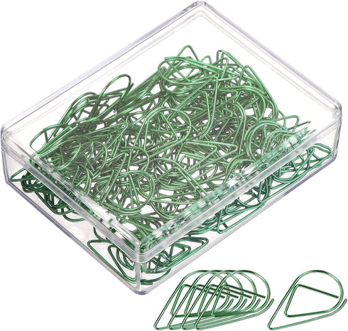 YOKIVE 100 Pcs Paper Clips, Drop-Shaped | Keep Desk Neat, Great for Art, Home, Daily Use (Green, 1-Inch)...