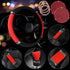 11 PCS Bling Rhinestones Leather Car Accessories Set,Bling Steering Wheel Cover for Women,Center Console Armrest Pad Belt Cover Handbrake Gear Cov...