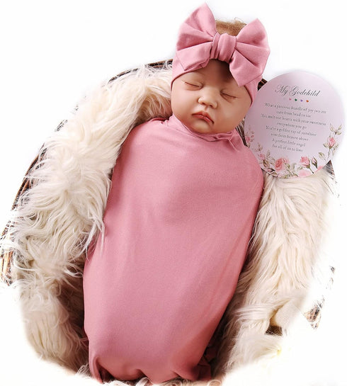 Galabloomer Newborn Swaddle Blanket with Headband Set Baby Girl Receiving Blanket...