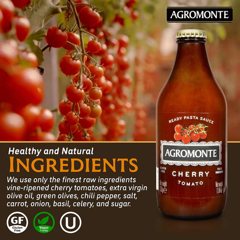 Agromonte Authentic Italian Cherry Tomato Pasta Sauce (Classic)- Taste of Italy Gourmet Foodie and Chef Gift - Ready to Use, Certified Kosher, Glu...