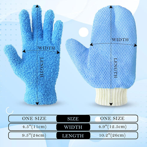 Evridwear Dusting Glove & Mitts Pack Microfiber Cleaning Gloves for Plants, Blinds, Hard to Reach Corners, Mittens with Thumb for Cleaning Car Win...