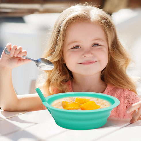 Klickpick Home Soup Cereal Bowls with Straws - Set of 8 Kids Bowls with Built-in Straws - 22 Ounce Toddler Sippy Bowls Dishwasher/Microwave Safe B...