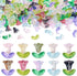 Craftdady 200Pcs Glass Flower Beads Lampwork Leaf Beads Colorful Crystal Floral Charms Cute Fun Beads for Crafts DIY Earrings Jewelry Making Suppl...