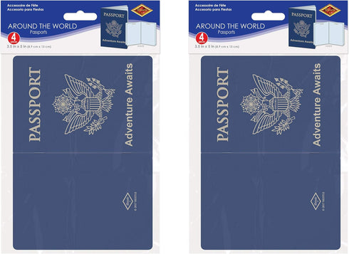 Beistle Set of 8 Around The World Passports, Global Adventure Travel Party Favors, Made In USA Since 1900...
