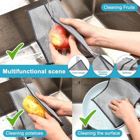 10 Pcs New UpgradeTriple-Layer Non Scratch Wire Dishcloth,Wire Dishwashing Rag,Kitchen Cleaning DishRags,Powerful Multipurpose Wire Miracle Cleani...