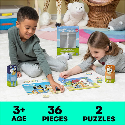 Bluey 36-Piece Jigsaw Puzzles Two Pack Bundle with Easy Tube Storage, Bluey Birthday Party Supplies, Bluey Party Favors, Bluey Toys for Kids 3+...