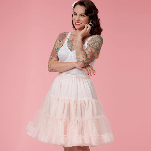 Simplicity Misses' Full Slip and Petticoat Packet, Code 9293 Sewing Pattern, Sizes 14-22, White...