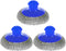Handle Stainless Steel Sponge - Set of 3 - Wire Metal Scrubber - Kitchen Dish Scrub Pads - Blue...