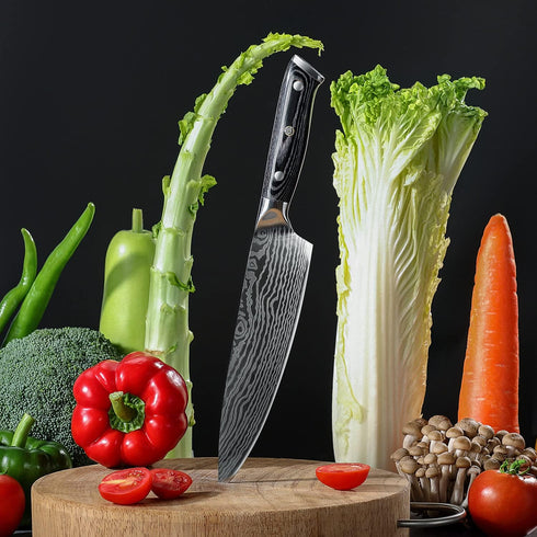Chef Knife, 8 inch Chef's Knife, Super Sharp Professional German High Carbon Stainless Steel Cooking Kitchen Knives-Rust Resistant,with Micarta Ha...