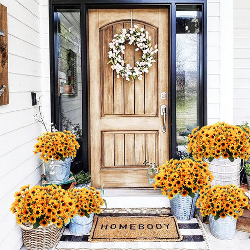 Uieke 6 Bundles Sunflowers Artificial Flowers Daisy Mums Fake Flowers Outdoor UV Resistant No Fade Fall Flowers 24 Stems Greenery Shrubs Indoor Ou...