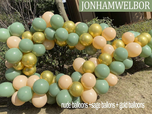 Jonhamwelbor Sage green Balloons Olive Green Eucalyptus Green 100 Pack 12 inch Matte Latex Helium Balloons for Birthday Baby Shower Retro Neutral ...