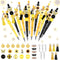 ReliThick 15 Sets Sunflower Beadable Pens Bulk Plastic Beadable Pens Assorted Bead Pens Wood Spacer Round Beads Black Ink Ballpoint Pen DIY Bead P...