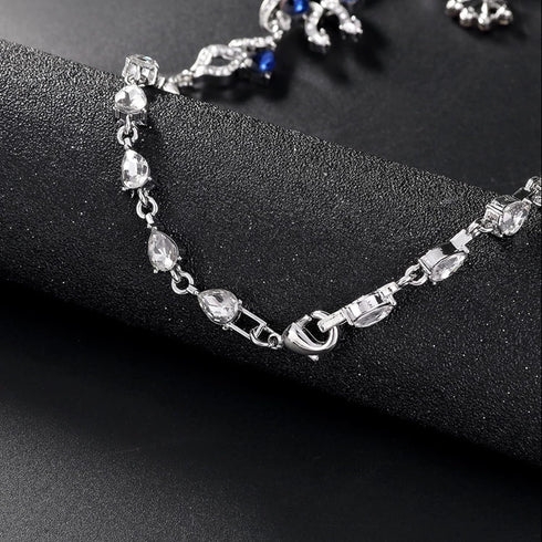 Peacock Necklace Earrings Jewelry Set for Women Austrian Crystal Enamel Peacock Necklace Set Fashion Banquet Accessories Gift (Blue set)...