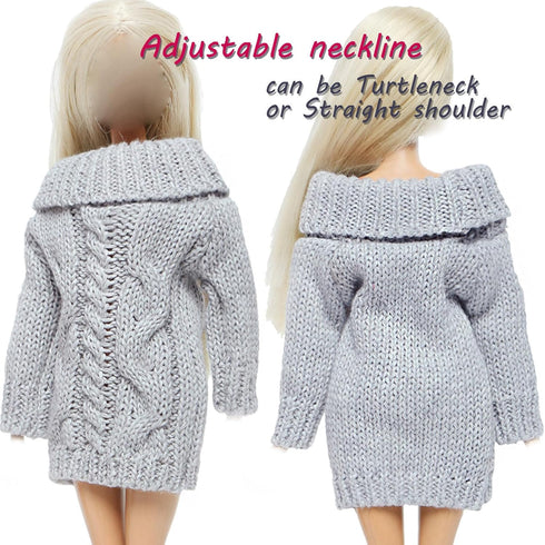 BJDBUS Winter Turtleneck Sweater Clothes for 11.5 inch Girl Doll Accessories (Grey)...