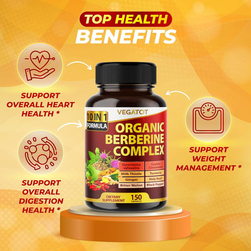 VEGATOT GlucoSavior Berberine Supplement 12,900mg with Ceylon Cinnamon, Bitter Melon, Gymnema - Supports Immune, Heart Health & Gastrointestinal F...