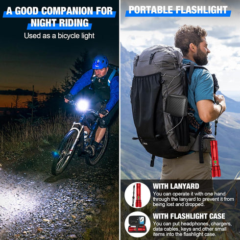 Flashlights High Lumens Rechargeable, 100000 Lumens Super Bright LED Powerful Flashlight, Type-C, 5 Modes, Zoomable, IPX5 Waterproof High Powered ...