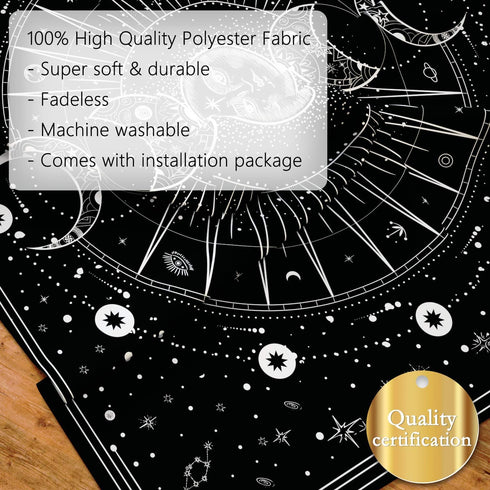 Space Tapestry Wall Hanging Sun Moon Stars Space Psychedelic Tapestries Wall Tapestry for Bedroom Aesthetic Home Wall Dorm Décor...