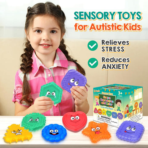Sensory Toys for Kids Toddlers - Social Emotional Feelings Toys for Special Needs, Texture Shapes Learning Tactile Toy Preschool Classroom Must Ha...