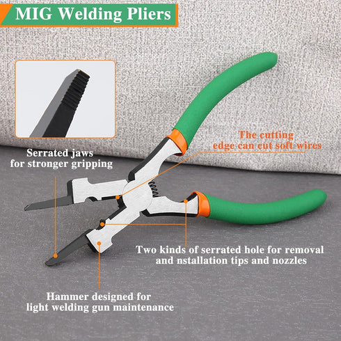 7-Inch MIG Welding Pliers with Wire Cutter Flat Face Hammer Nozzle Cleaner Professional MIG Pliers Multi-Function Welding Tools for Welding, Elect...