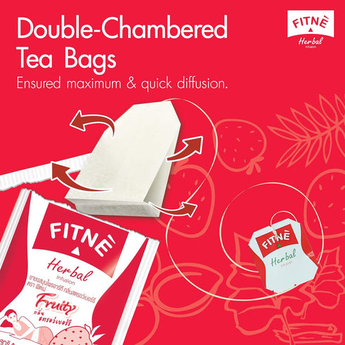 FITNE Strawberry Herbal Detox Tea Fruity Myrobalan Rhubard Senna Infusion Cleansing High Antioxidant No Calories Stevia Sweetener, 12 Tea Bags...