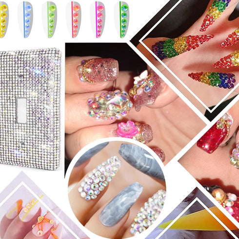 4600Pcs 2-6mm Resin Rhinestones Green AB Jelly Color Rhinestones Flatback Round Beads Pink Nail Gems Crystals for Nail Art Makeup Tumblers Bottles...