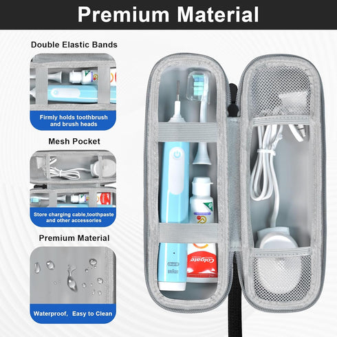 Travel Case for Oral B/Oral-B Pro 1000 1500 5000 7000 7500 6000 9600/ Phlips Sonicare 4100 5100 1100 6100 5300 Electric Toothbrush, Portable Hard ...