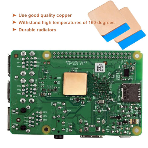 Raspberry Pi 4b Heatsink Kit Aluminum + Copper Pad Heat Sink Thermal Conductive Adhesive Tape for Cooling Cooler Raspberry Pi 4 Model B (8PCS)...