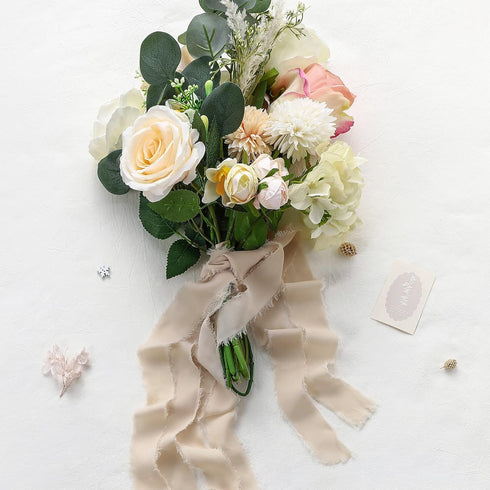 Chiffon Ribbon, 3 Rolls Champagne Beige Ribbon for Gift Wrapping, 1.5" x 7Yd Chiffon Ribbon Set for Wedding, Bouquet Wrap, Bridal Bouquets, Weddin...