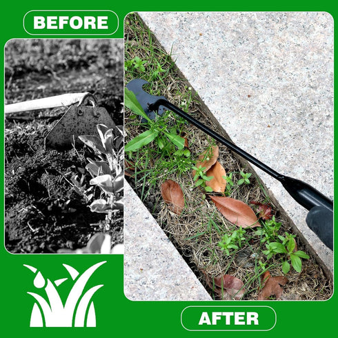 2 Pcs Weed Puller Tool with 2 Pairs of Garden Work Gloves, 4 Teeth Gardening Hand Weeder Tools, Stainless Steel Weeding Artifact Uprooting Remover...