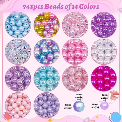 Cludoo 773Pcs Mermaid Charm DIY Bead Kit for Kids Girls with Pearl Starfish Shell, Ocean Beads with Mermaid for Bracelet Necklace Making...