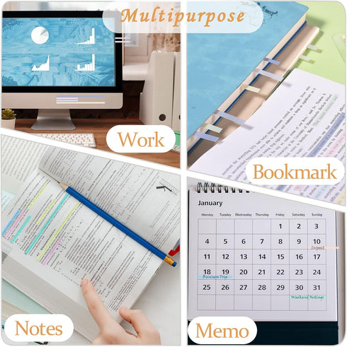 BAYTORY 1380Pcs Transparent Highlighter Tape Reusable, Clear Sticky Tabs for Annotating Books, Long Highlighting Strips Page Markers Index Tabs, S...