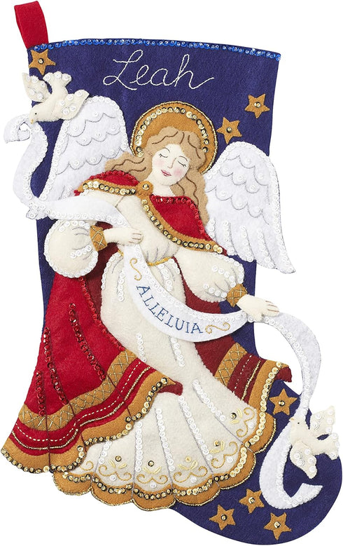 Bucilla Christmas Angel Stocking Kit, Blue, gold, white...