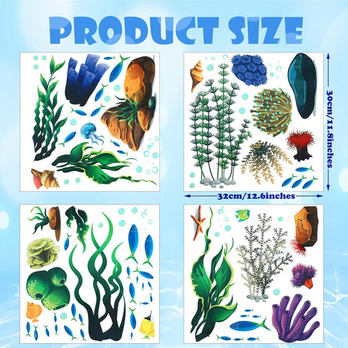 Zonon Under The Sea Wall Decals Coral Reef and Seaweed, Ocean Wall Decals Stickers, Undersea Decor Stickers, Underwater Sea Stickers for Nursery L...