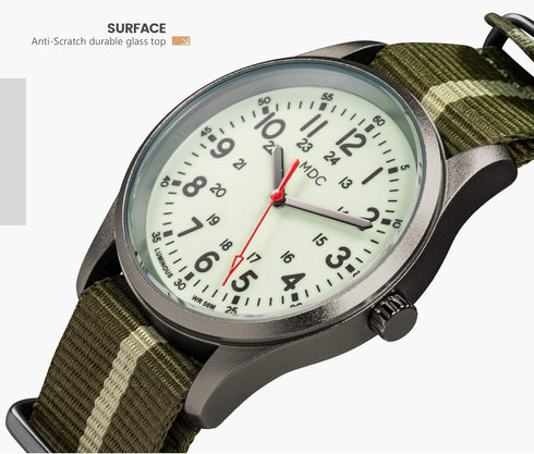 Infantry MDC Glow in The Dark Watches for Men, 12/24 Hour Military Time Watch Waterproof, Field Outdoor Sport Mens Wristwatch with Slip-Thru Nylon...