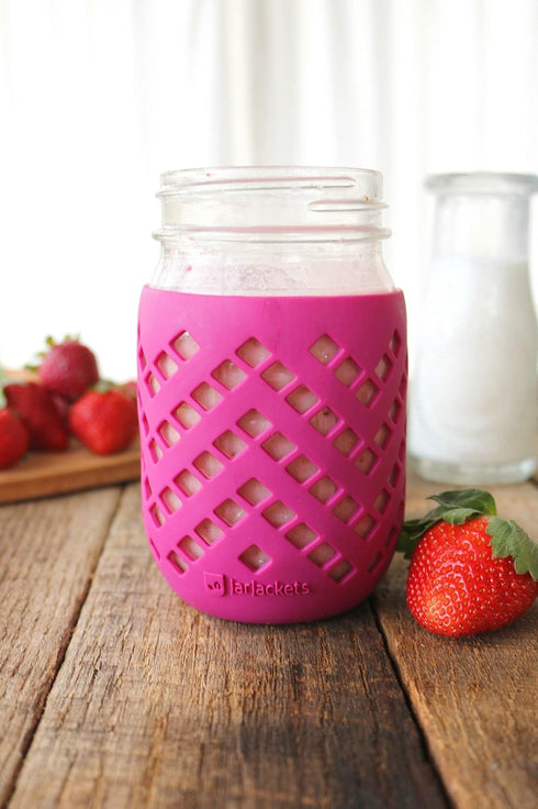 Silicone Mason Jar Sleeve - Fits 16oz (1 pint) REGULAR-Mouth Jars | Package of 4 (Multicolor)...