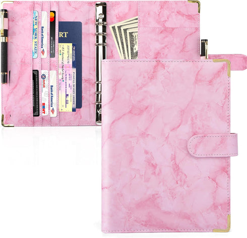 Toplive A5 Notebook Binder 6 Ring Refillable Binder, PU Leather Planner Binder Personal Budget Binder Organizer Cover with Magnetic Closure for A5...