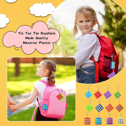 24 Pack Mini Tic Tac Toe Keychain Multicolors Tic-Tac-Toe keyholders Portable Tic-Tac-Toe Games Keyrings for Kids Backpack Clip Birthday Party Fav...
