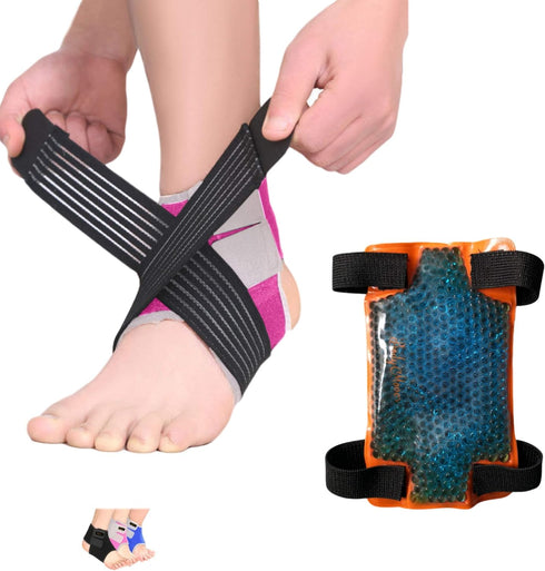 BodyMoves Kid's Ankle brace support PLUS Hot and Cold Ice Pack (Sweet Pink, SMALL for Little Kids (US 12-3))...