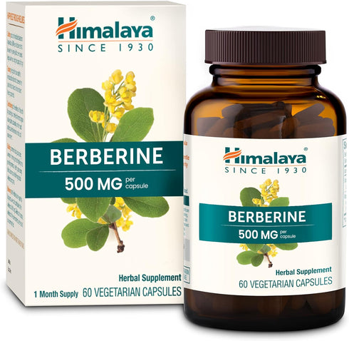 Himalaya Berberine for Metabolism & Cholesterol Support, GI Support & Immune Support, 1000 mg Serving, Berberine HCL from Indian Barberry Root, Ve...
