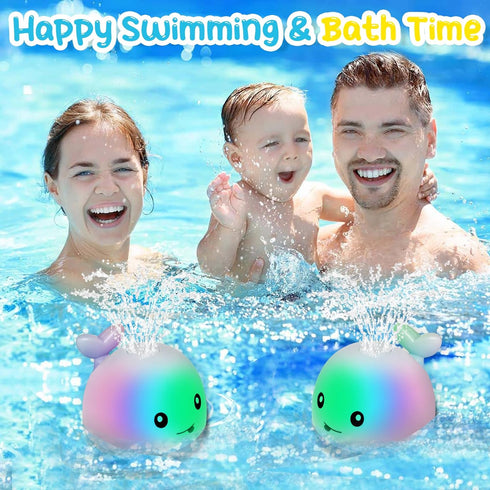 TFS TOP·FANS Baby Whale Bath Toy Infant: Light Up Fountain 6-12 Months Old Bathtub 18-24 Pool 3 4 5 7 8 9 10 15 Sprinkler Tub Water Toys Toddlers ...