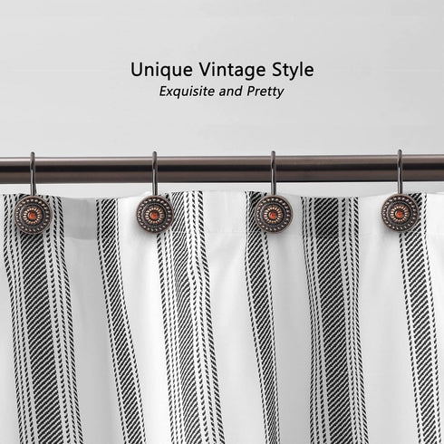 Bronze Shower Curtain Hooks, Decorative Shower Curtain Rings for Bathroom, Rust Proof Shower Hooks for Shower Curtain Liner, 12Pcs...