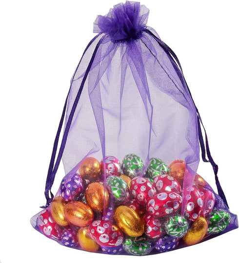 100pcs Organza Pouch Bag Drawstring 6"x9" 16x22cm Strong Gift Candy Bag Jewelry Party Wedding Favor (Puple)...