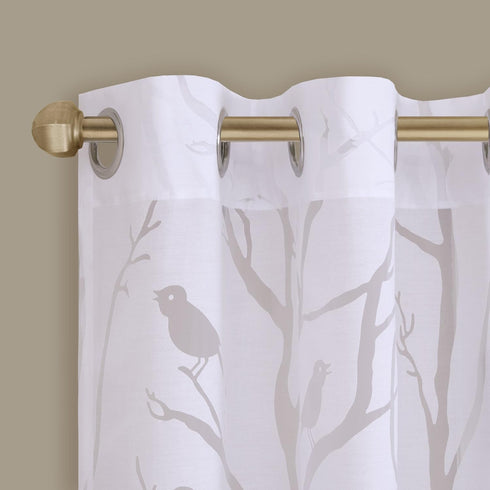 Madison Park Semi Sheer Single Curtain Modern Contemporary Botanical Print Out Design Grommet Top, Window Drape for Living Room, Bedroom and Dorm,...