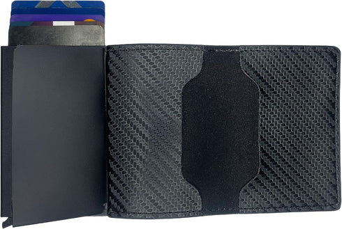 TARKS Minimalist Wallet Slim Carbon Fiber Design RFID-Blocking with Automatic Pop-Up Aluminum Credit Card Holder and Money Clip for Men and Women-...